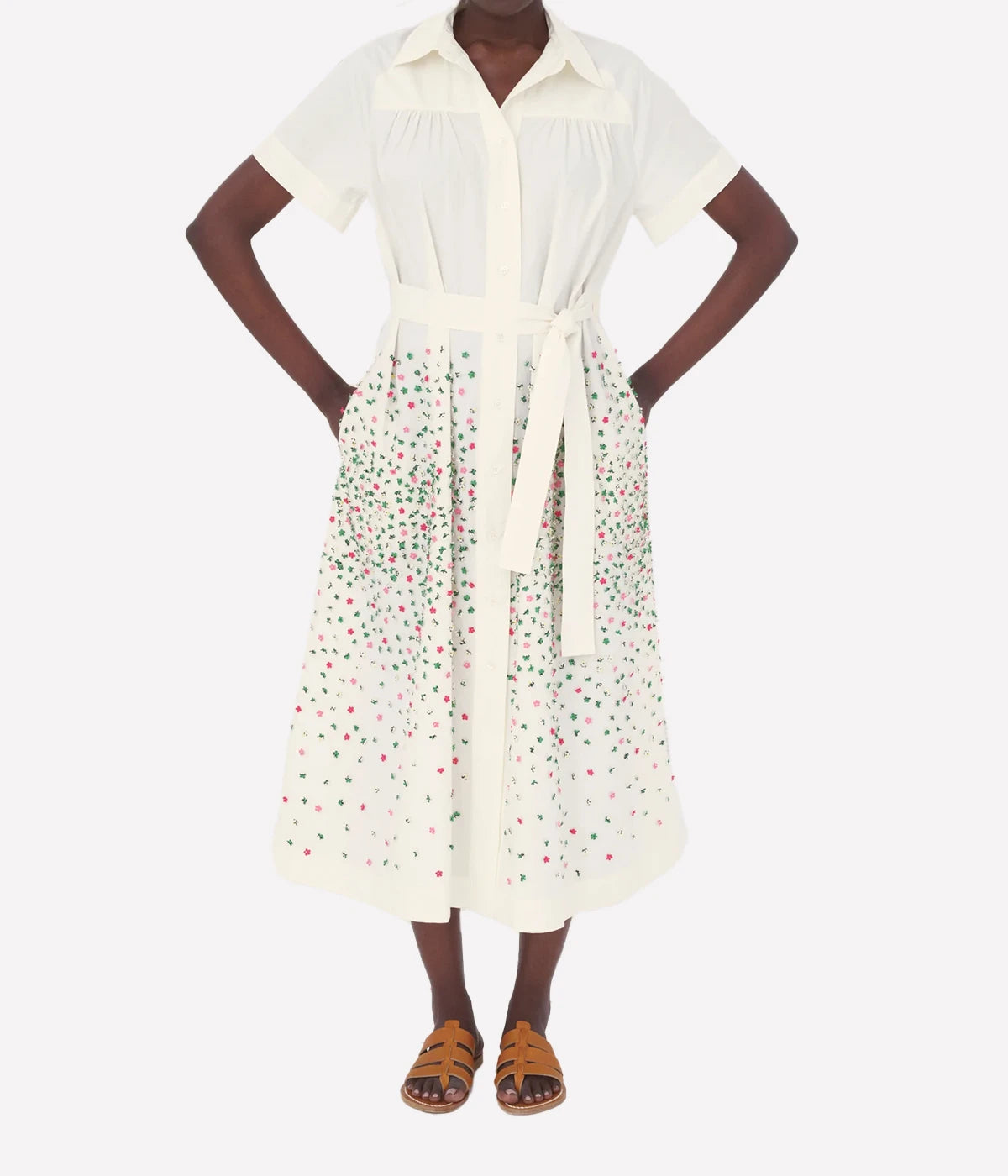 Lauris Embroidered Dress in Bougainvillea