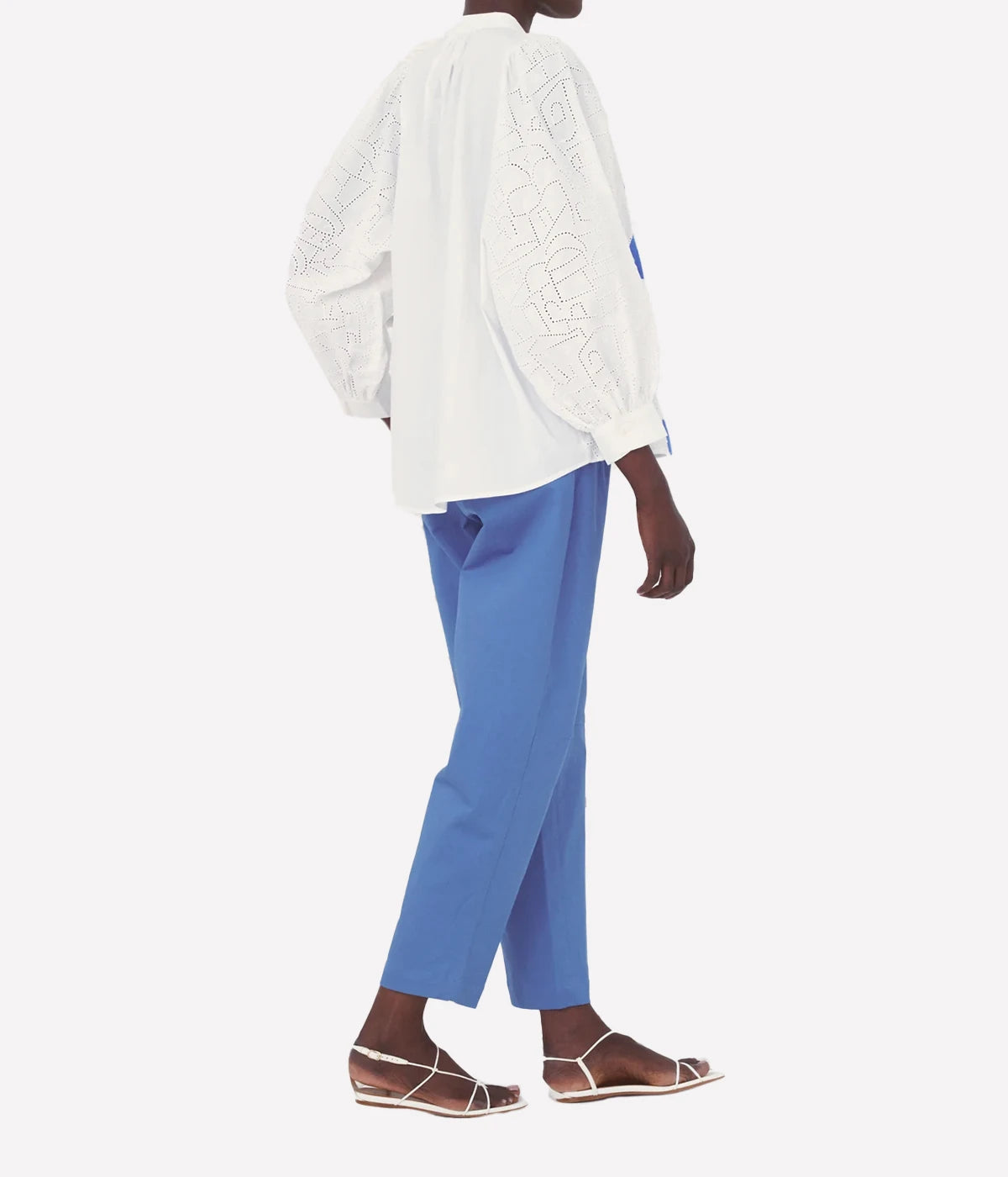 Claudie Embroidered Blouse in Lime White