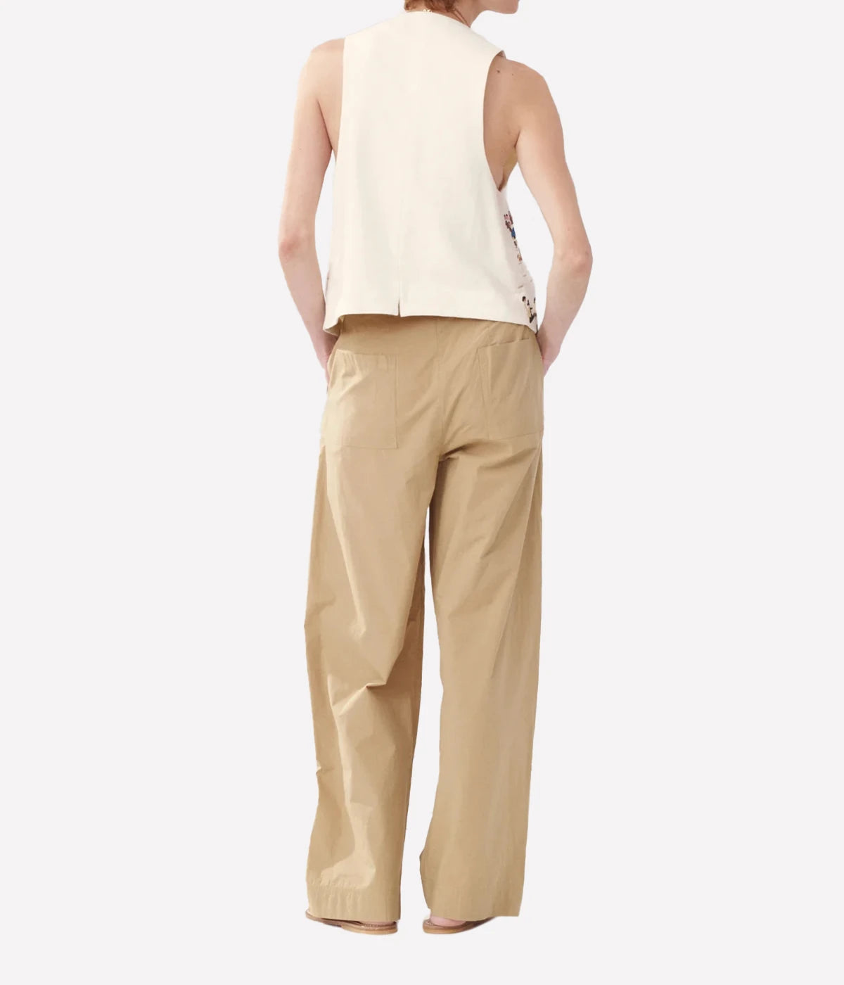 Paco Embroidered Gilet in Natural