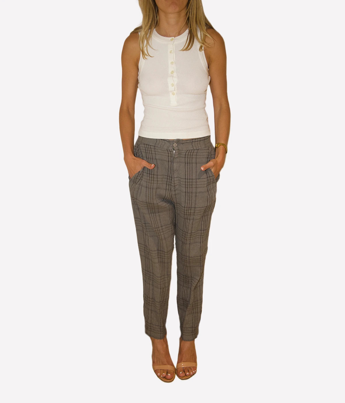 *FINAL SALE* Plaid Pant in Grey