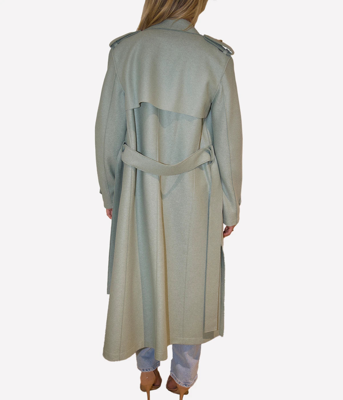 *FINAL SALE* Double Vent Trench Coat in Sage Green