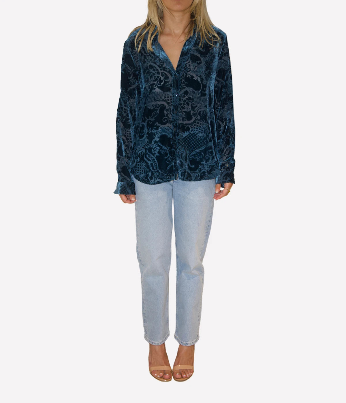 *FINAL SALE* Laurent Blouse in Deep Teal Rococo