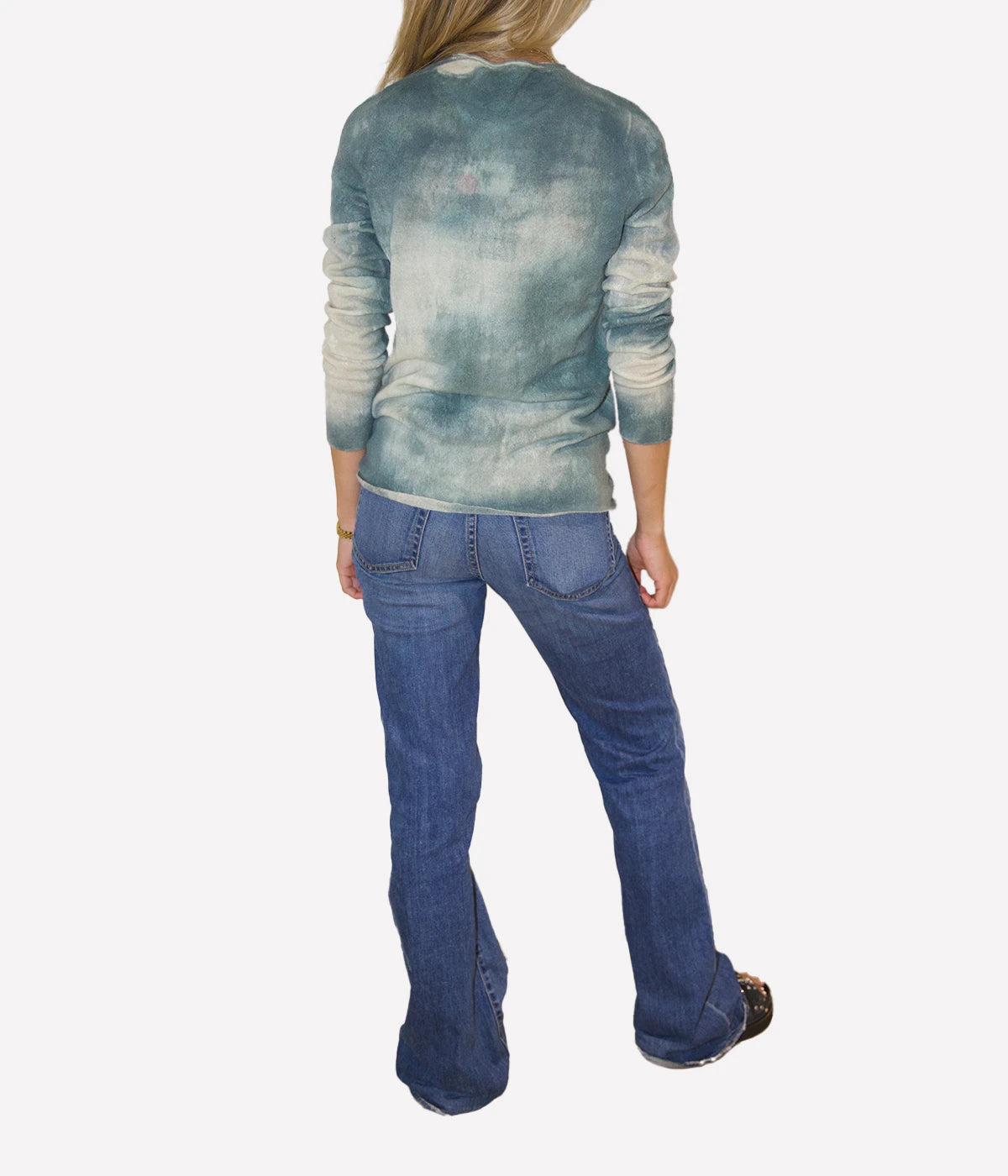 *FINAL SALE* Marmo Effect Light Cashmere Round Neck in Jade
