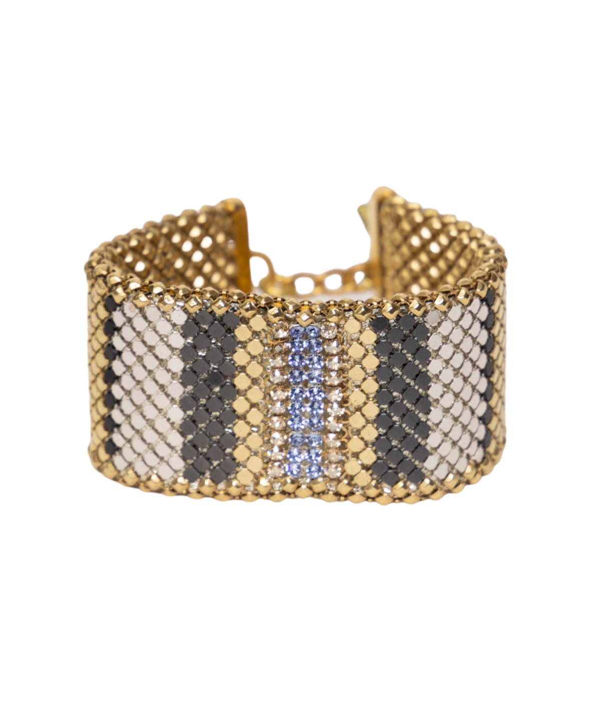 Wrist Cuff in Blue, Black, Silver & Gold