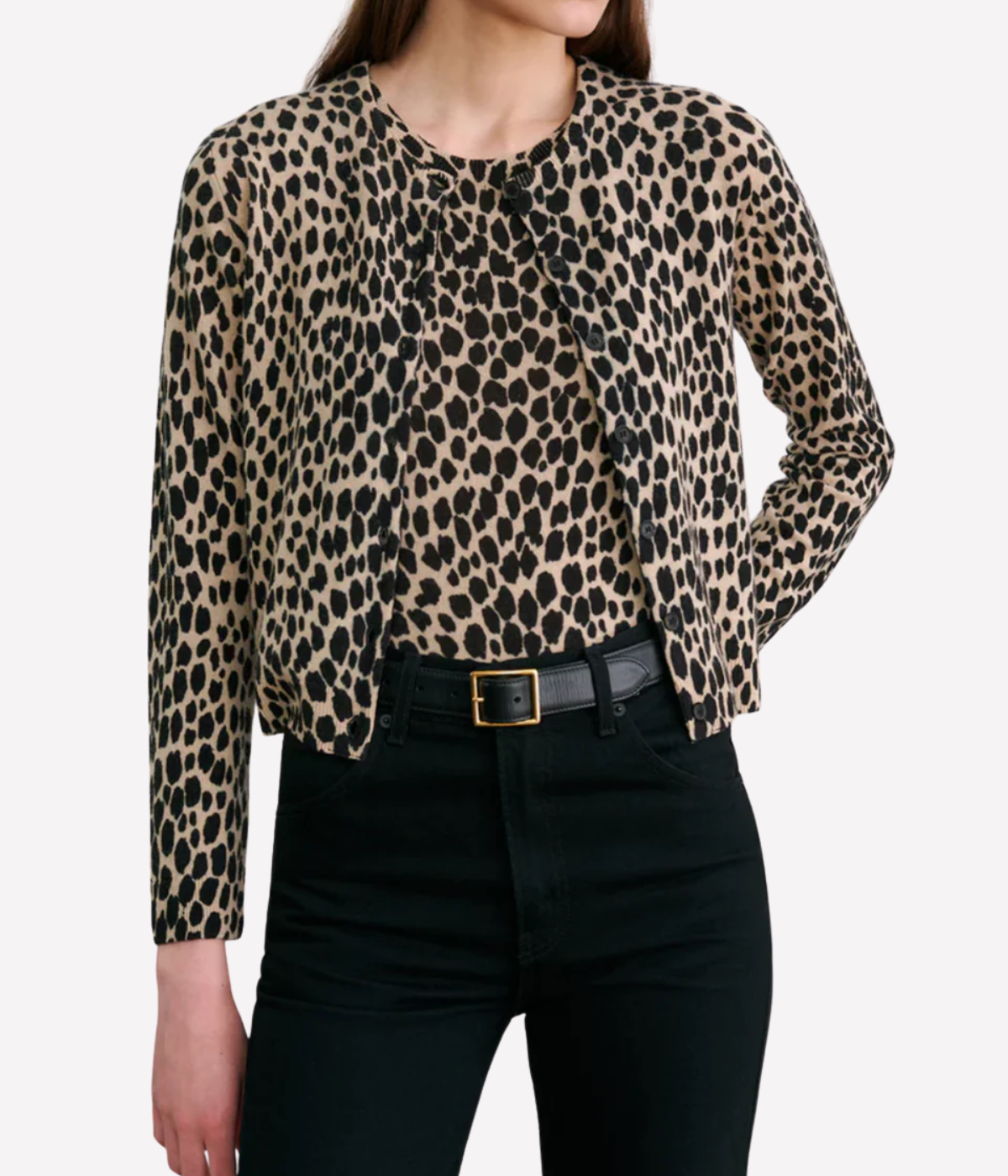 Keelah Cardigan in Taupe & Black Cheetah