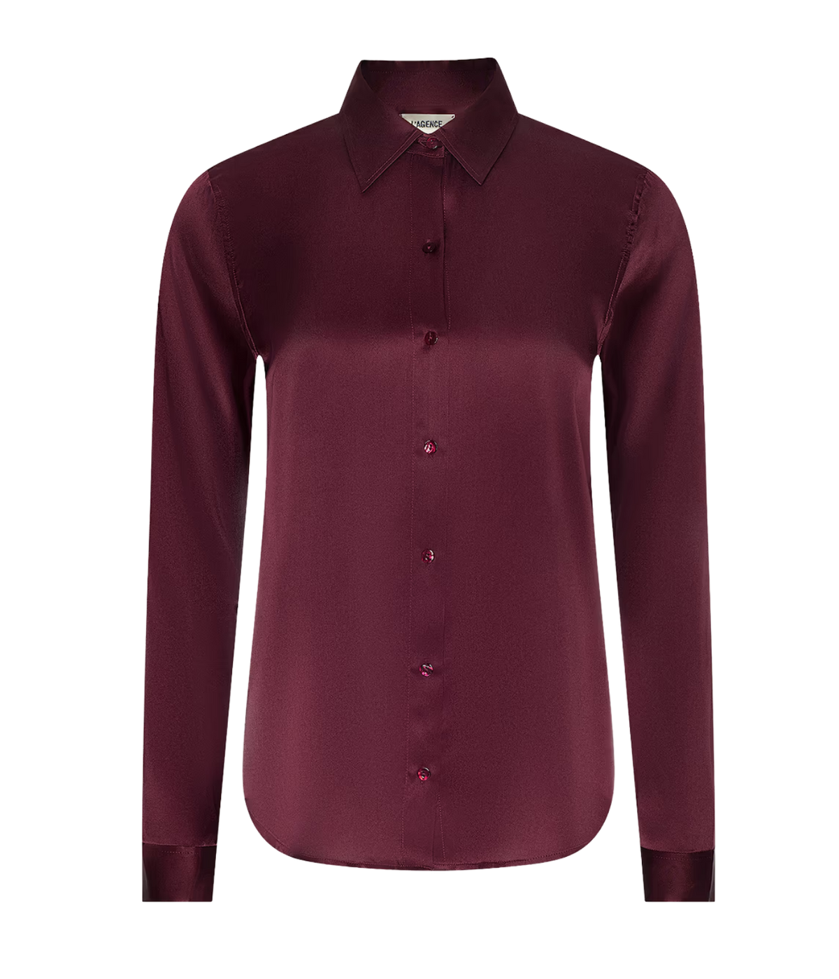 Tyler L/S Blouse In Merlot Red - wine red coloured silk blouse flat lay product image
