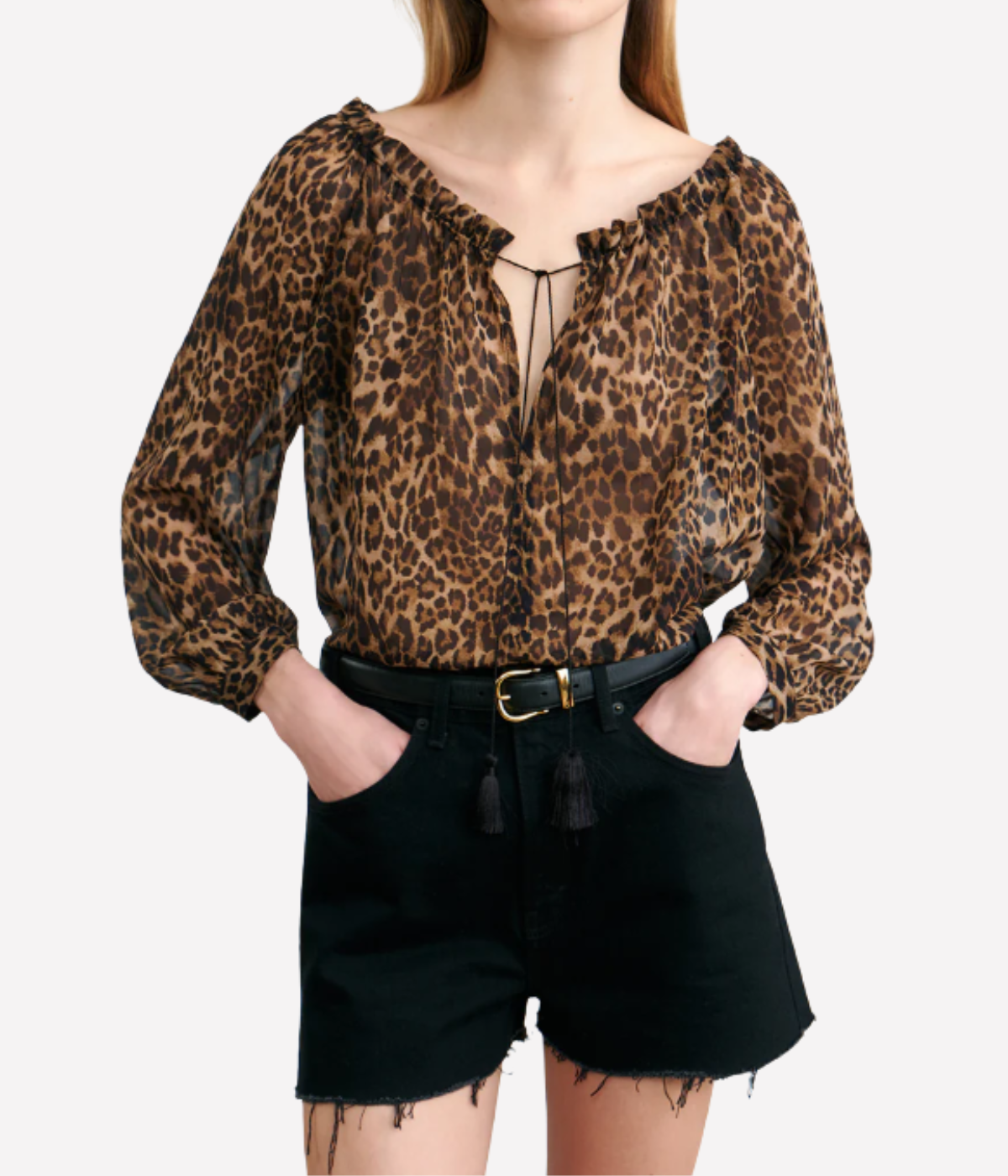 Carley Silk Blouse in Vintage Leopard