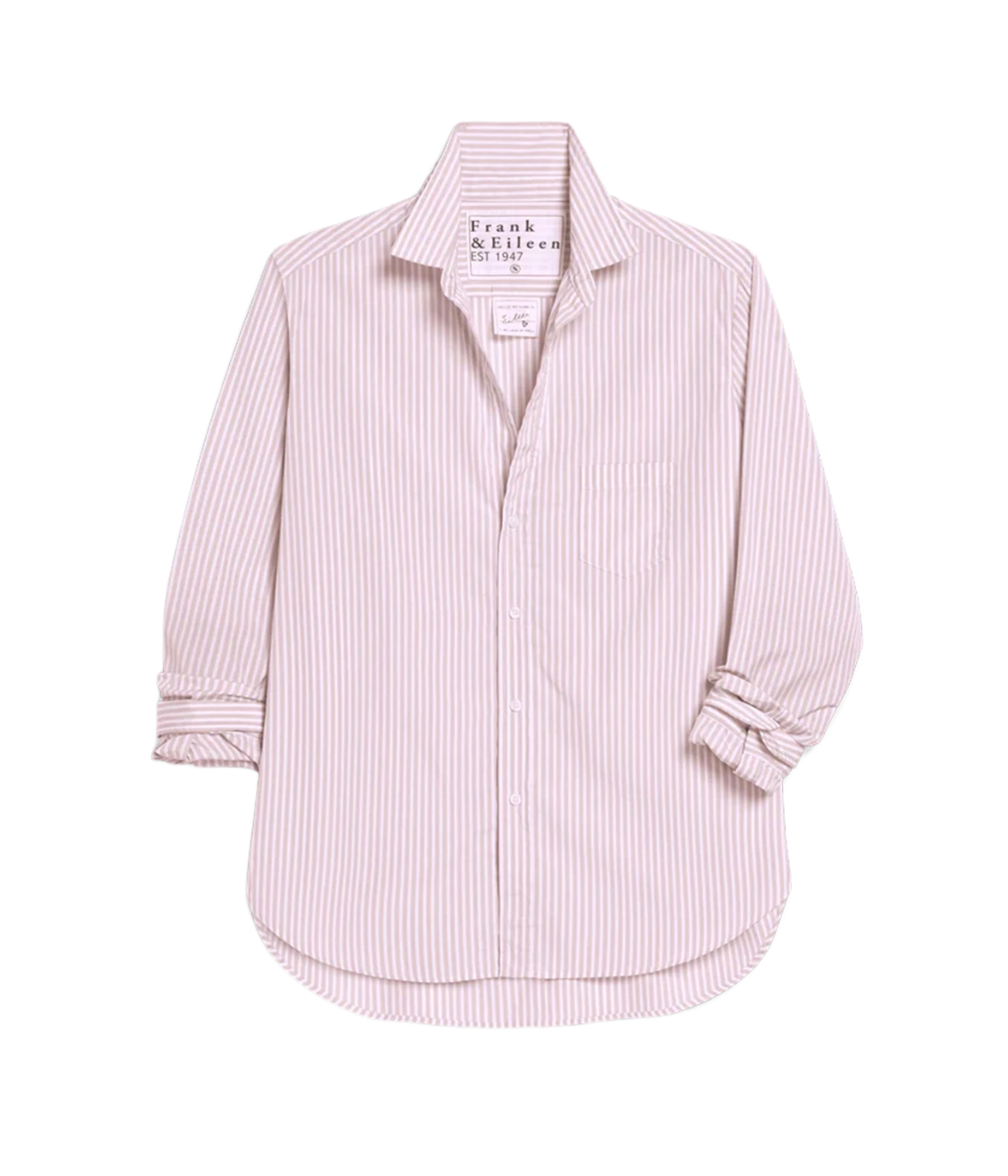 Eileen Woven Button Up in Pink White Multi Stripe