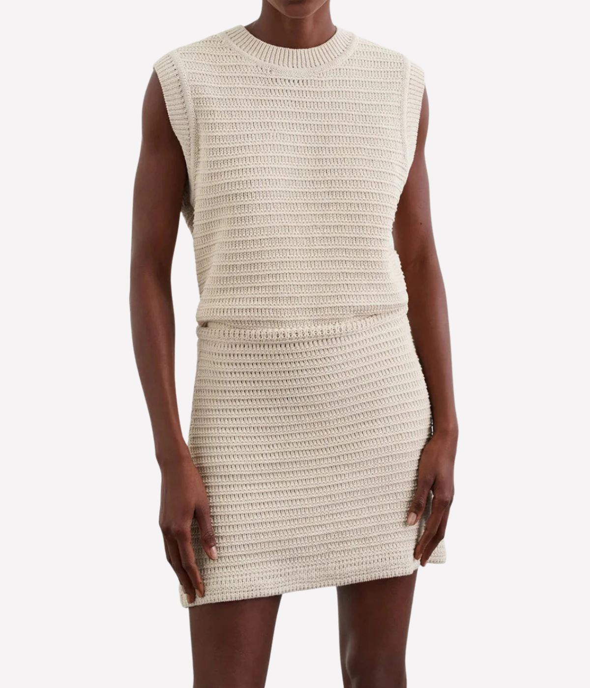 Soft Goat Mini Skirt in Beige – Front View