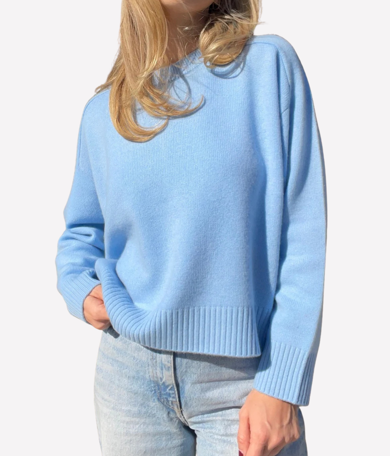 Iliana Cashmere Crew Neck Pullover in Azure