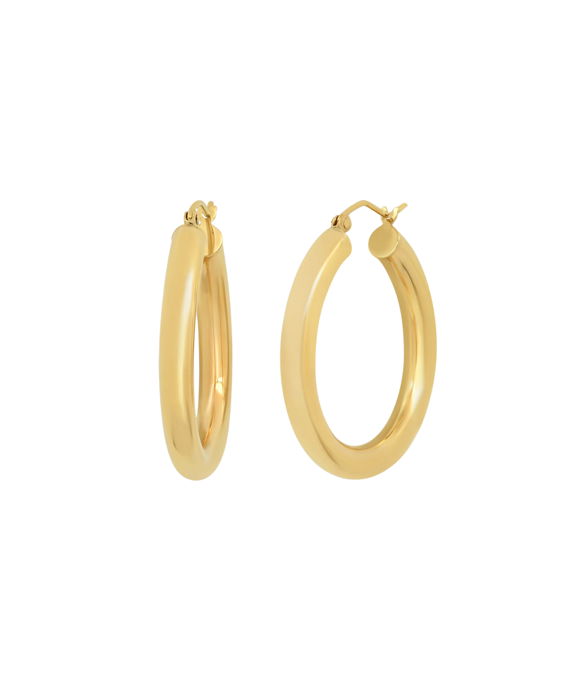 1 Wide Hoops in 14k Yellow Gold