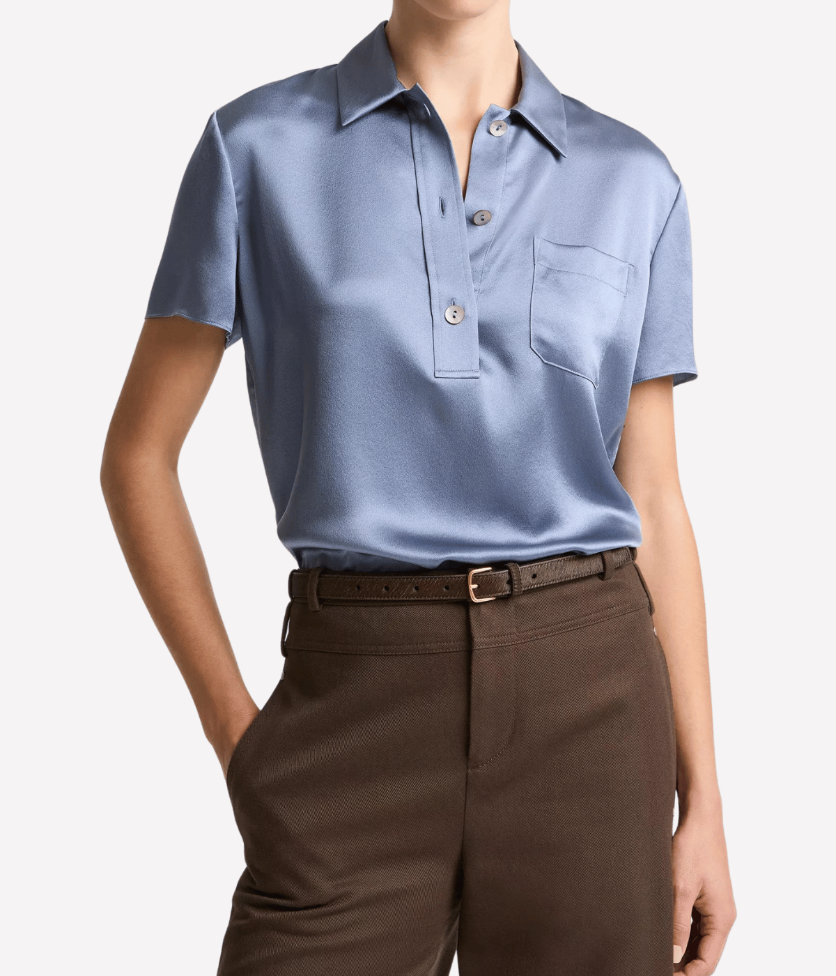 SS Polo Top in Azul