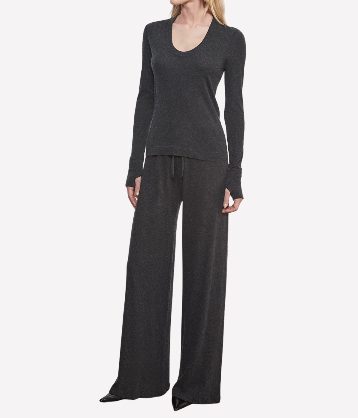 Cashmere Easy Cuffed U In Charcoal