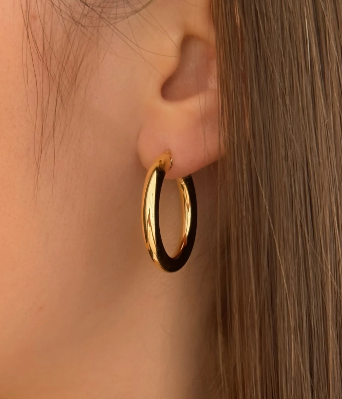1 Wide Hoops in 14k Yellow Gold