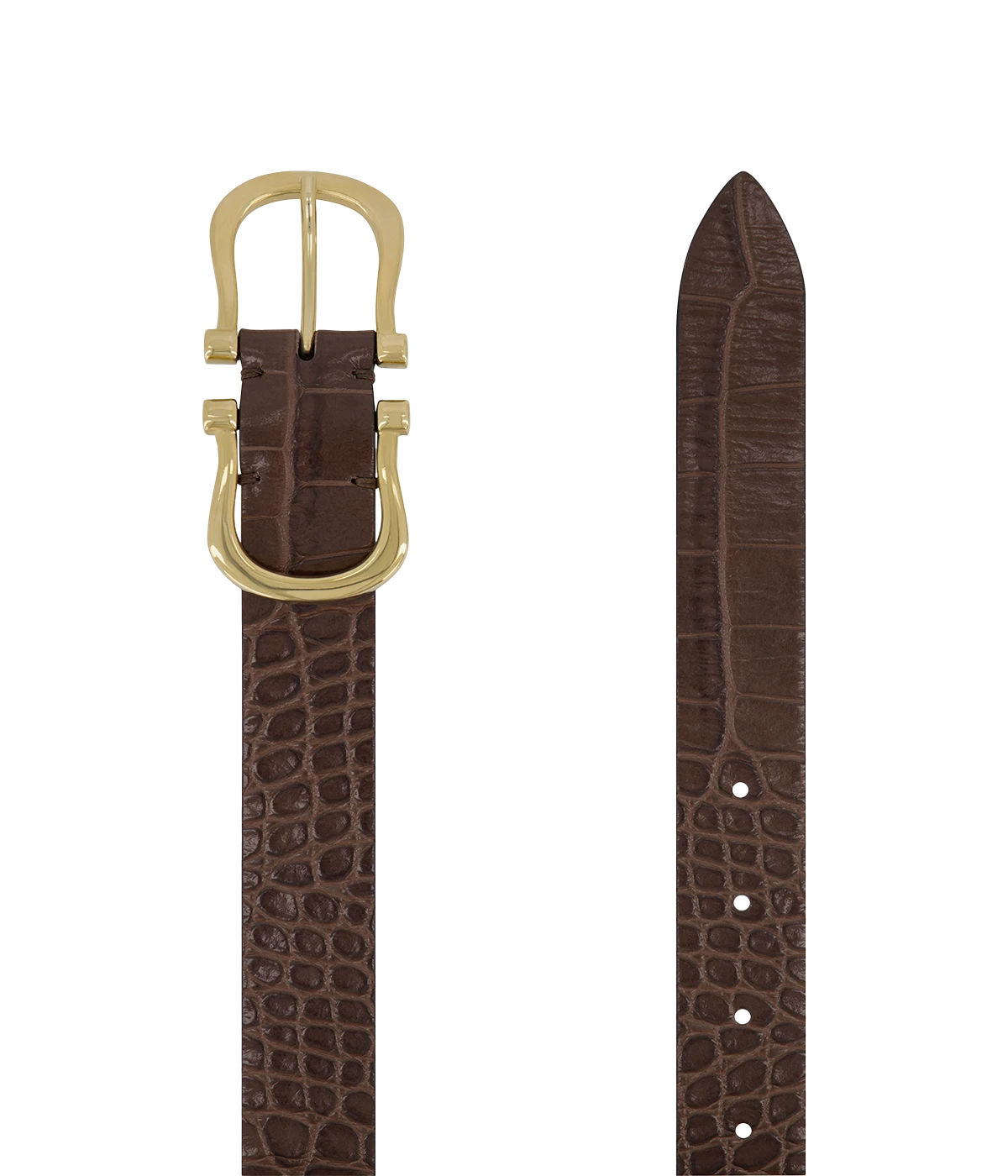 Baby Gold Nicky X Belt in Chocolate Crocodile