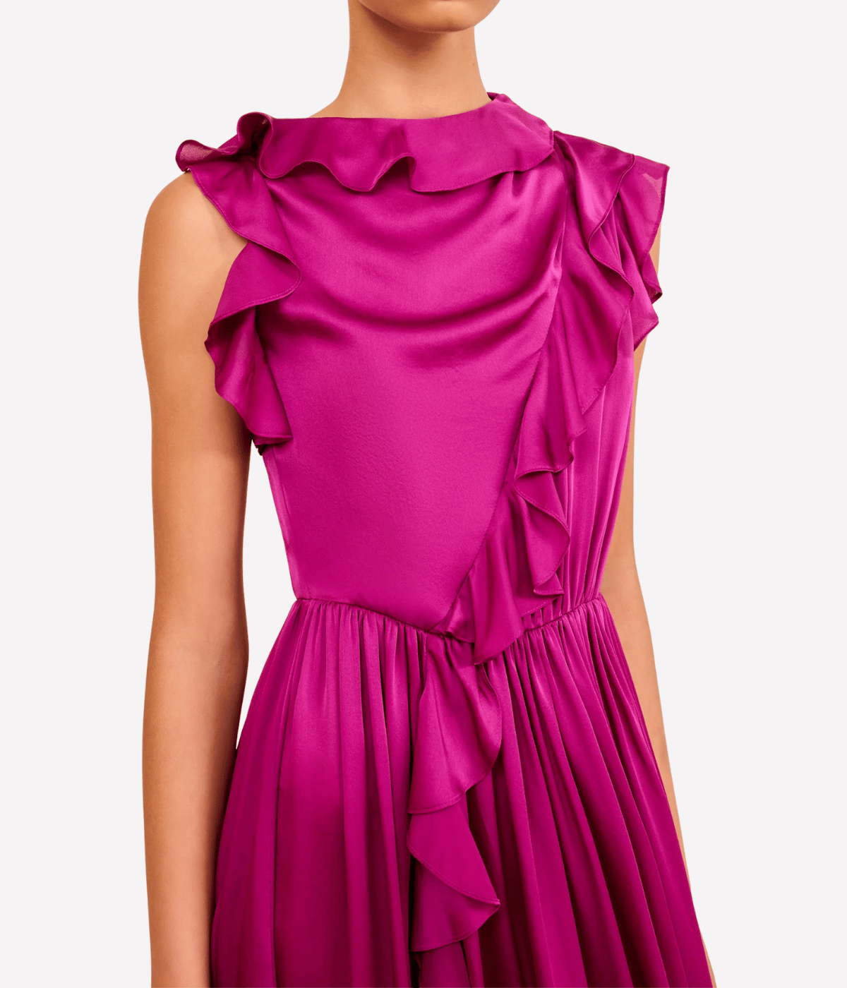 Saanvi Cascading Ruffles Dress in Mulberry