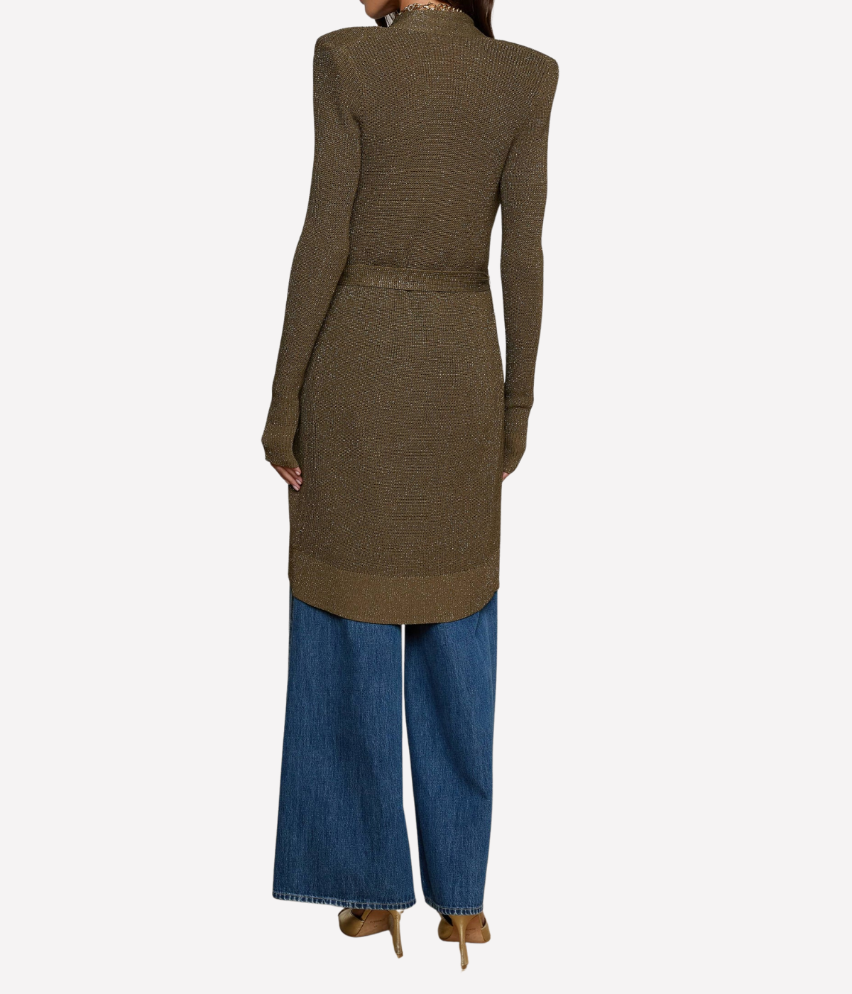 Noe Double Breasted Cardigan in Pine Gold