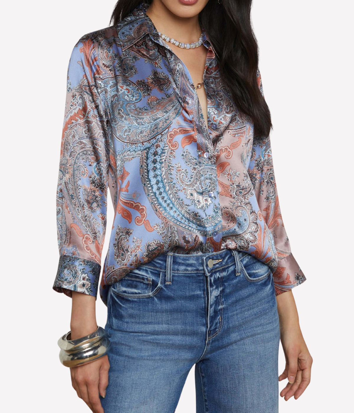 Dani 3/4 Sleeve Blouse in Periwinkle Multi French Paisley