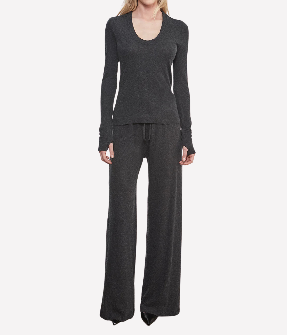 Cashmere Easy Cuffed U In Charcoal