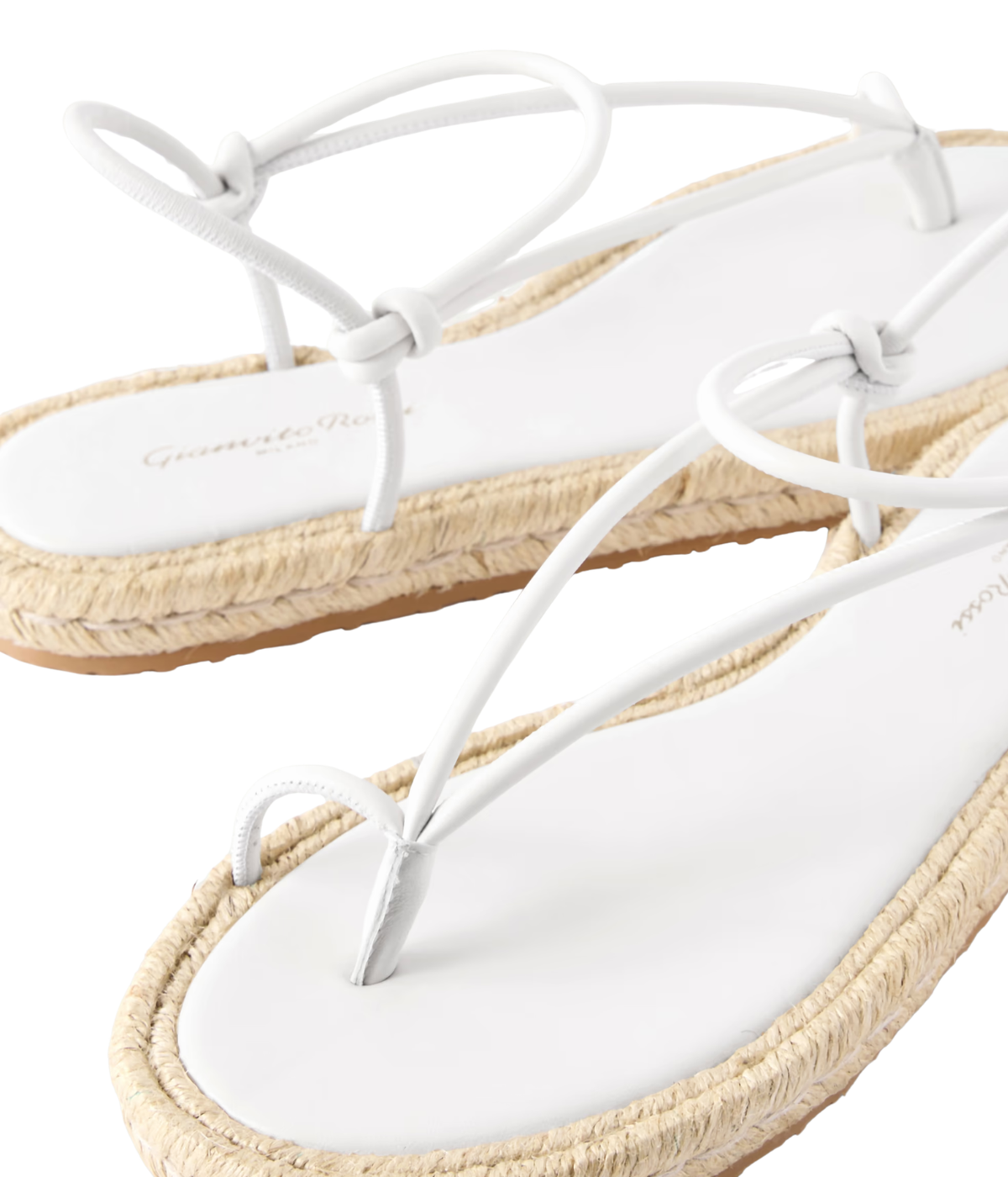 Leather Espadrille Sandal in Off White and Natural