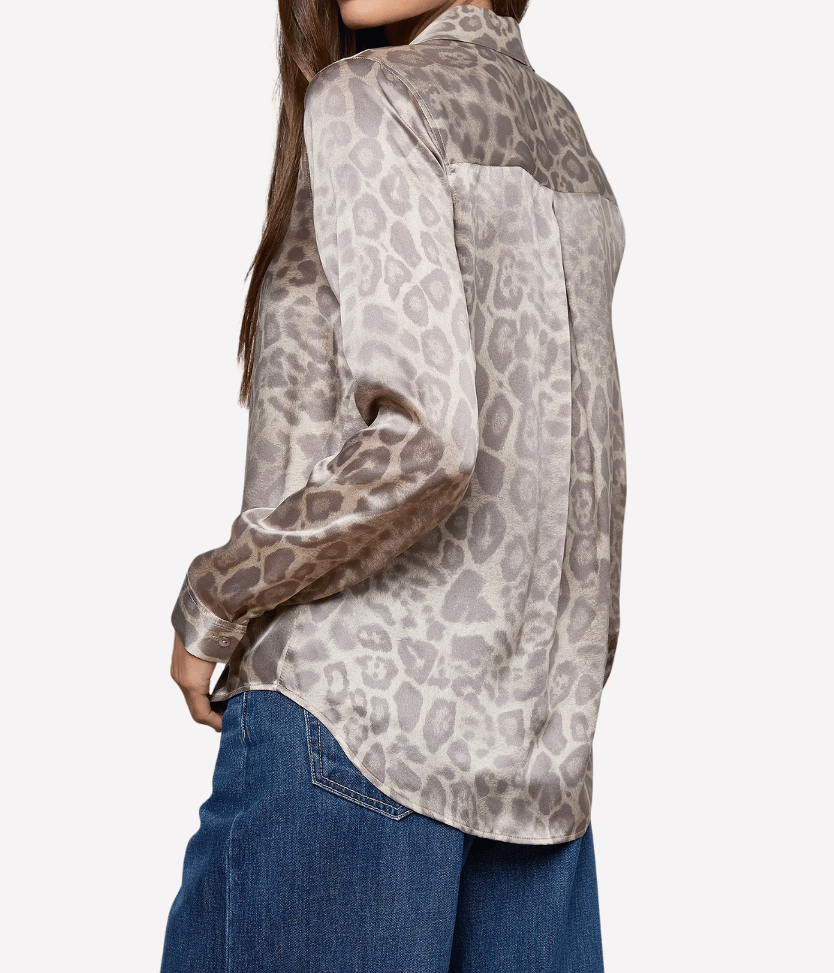 Tyler L/S Blouse in Grey Multi Leopard