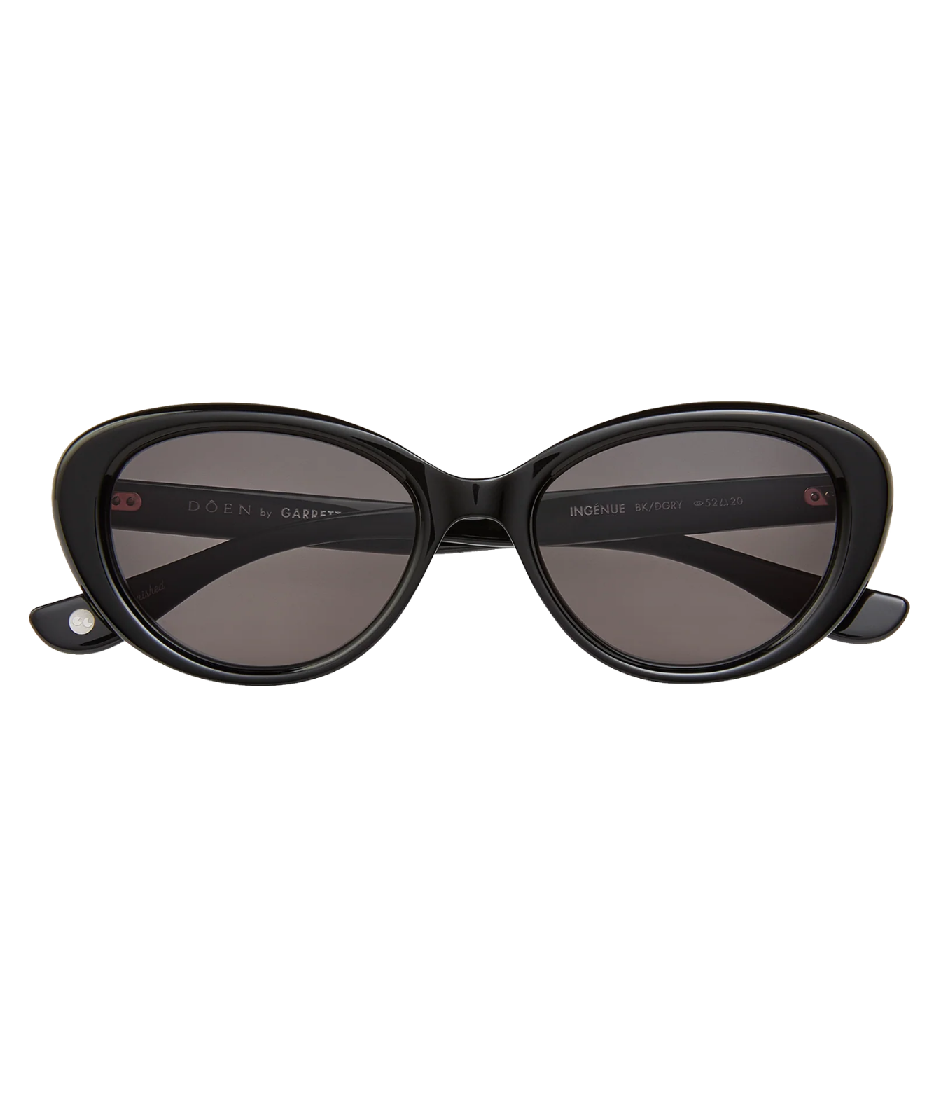 Black cat-eye sunglasses with dark tinted lenses