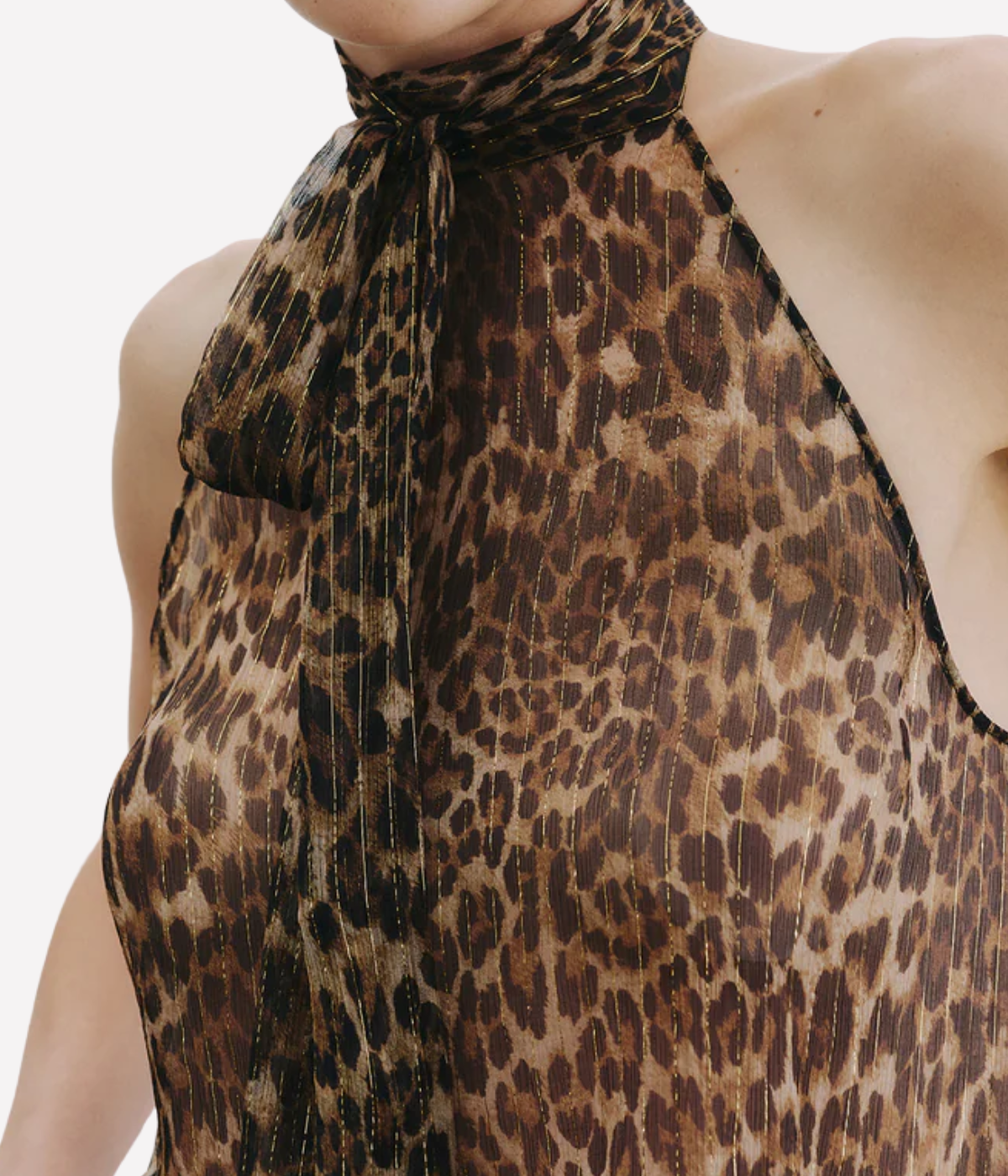 Alla Halterneck Top in Lurex Leopard