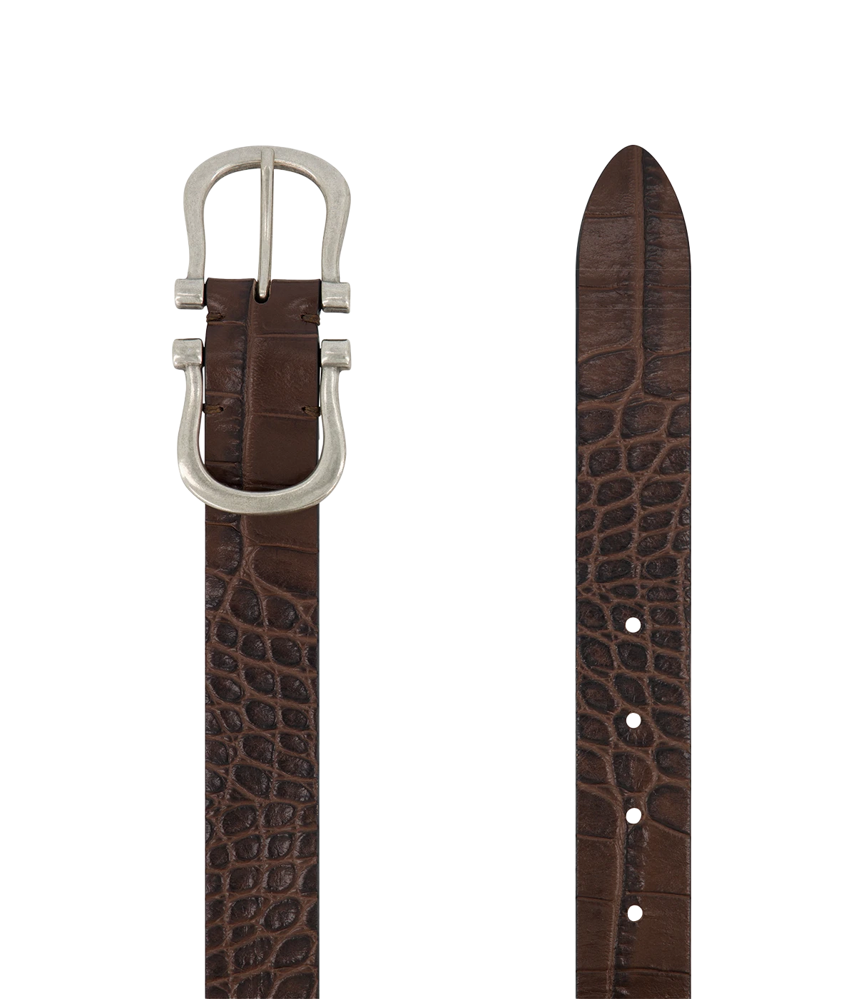 Baby Silver Nicky X Belt in Chocolate Crocodile