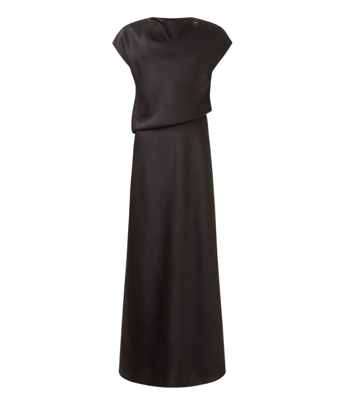 Draped Cowl Cap Sleeve Dress in BLACK