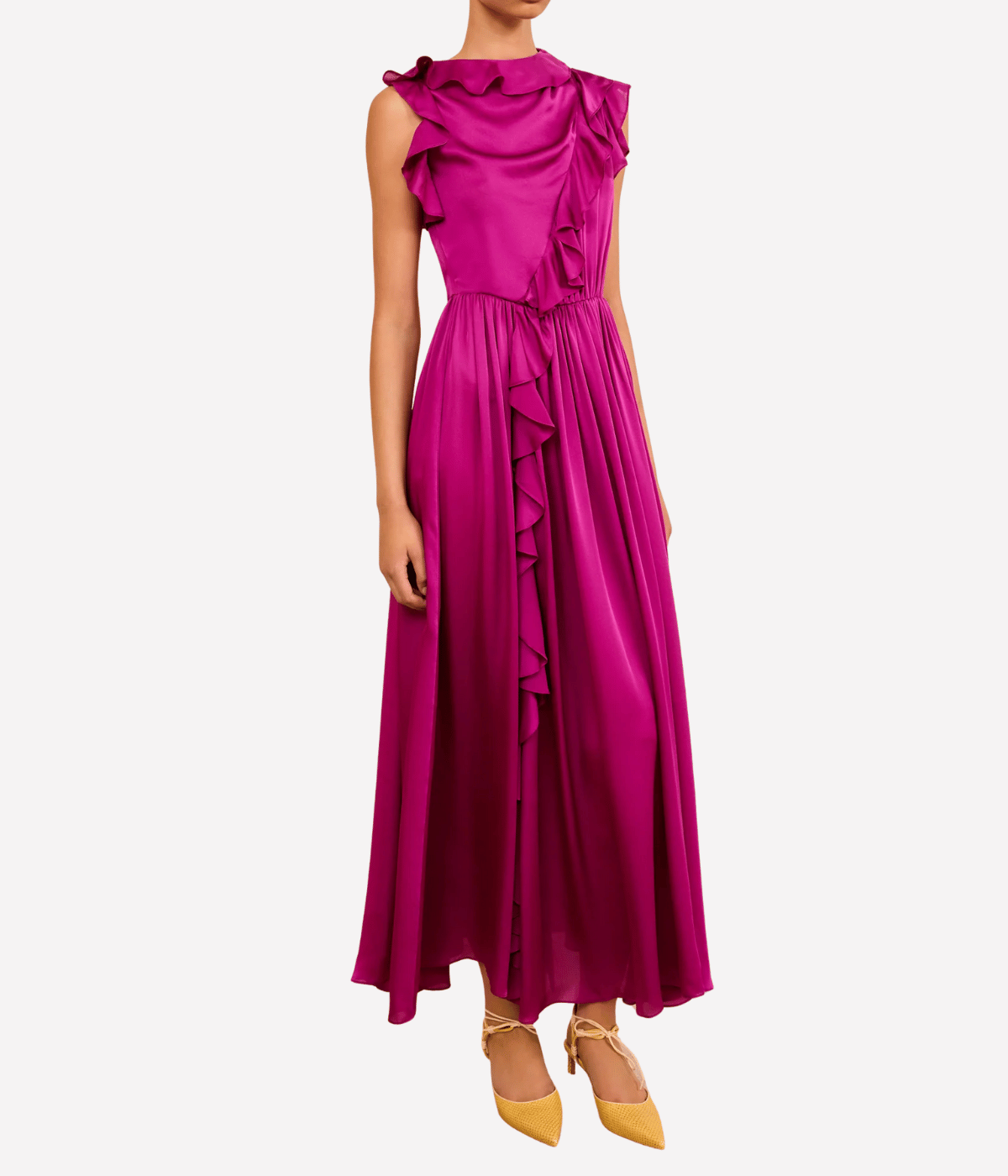 Saanvi Cascading Ruffles Dress in Mulberry