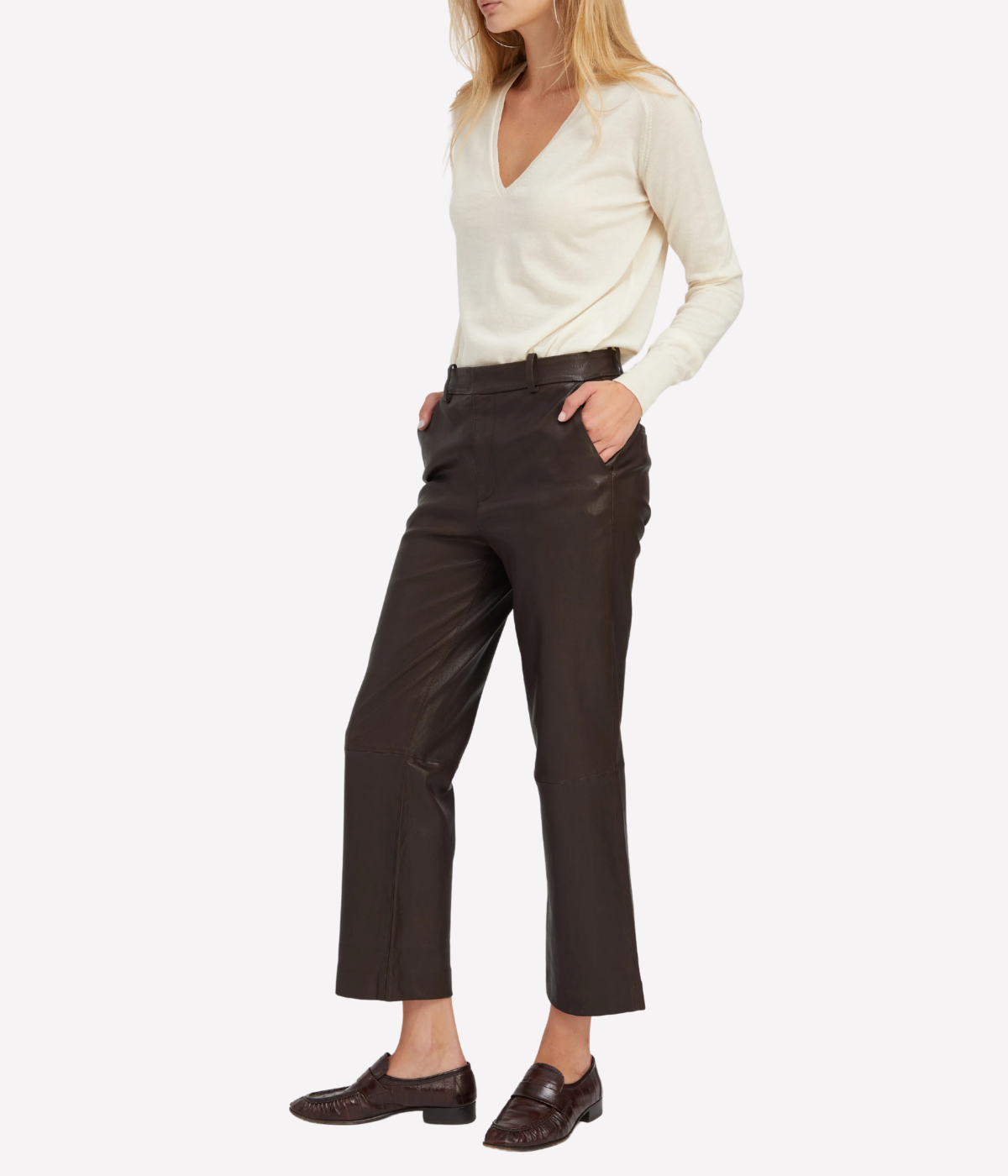 Cropped Baggy Lowrise Trouser in Americano