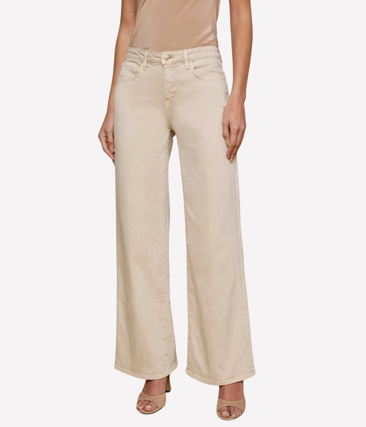 Alicent H/R Wide Leg Jean in Biscuit