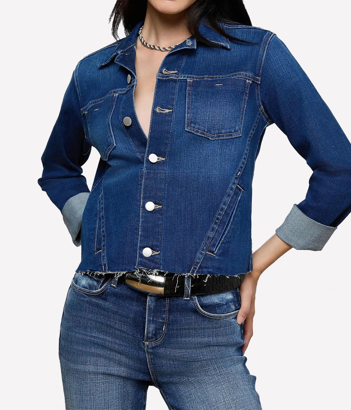 Janelle Slim Raw Jacket Outwear in Marvista