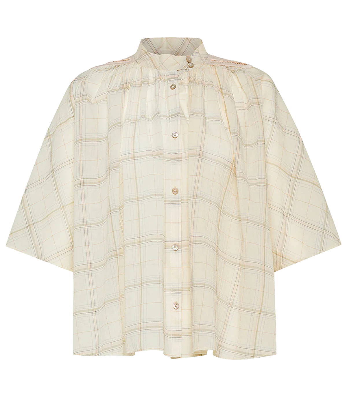 Bci Crepe Voile Half Sleeves Shirt In Lattementa