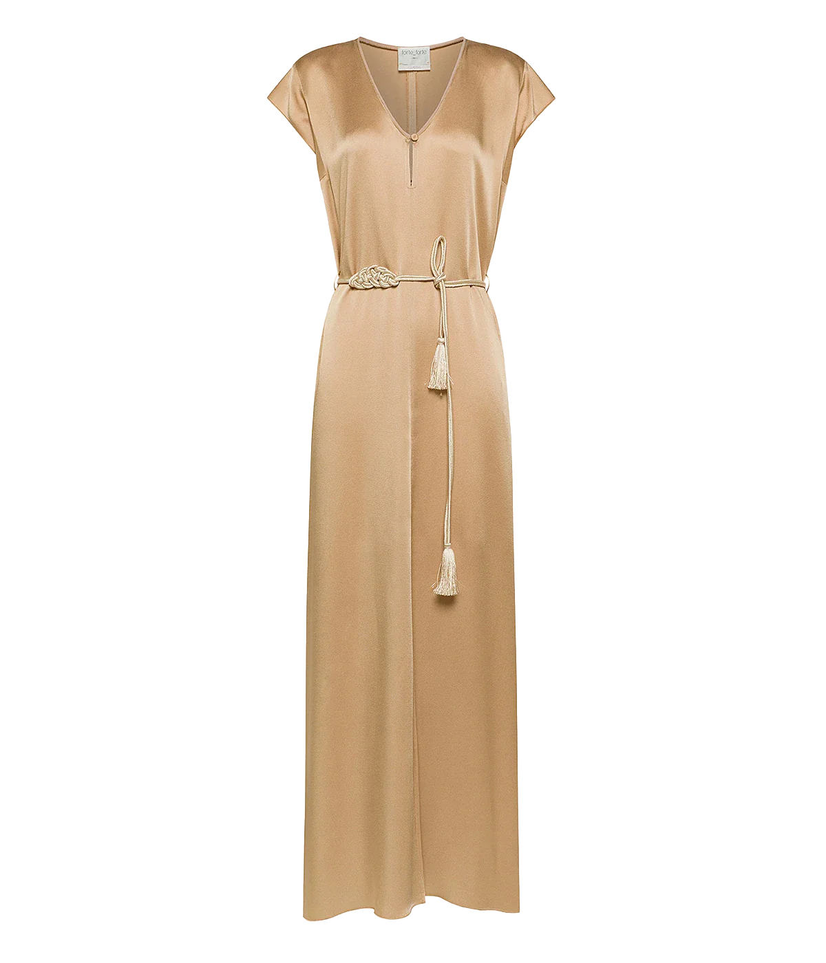 Envers Satin Shiny Kaftan Dress In Paglierino