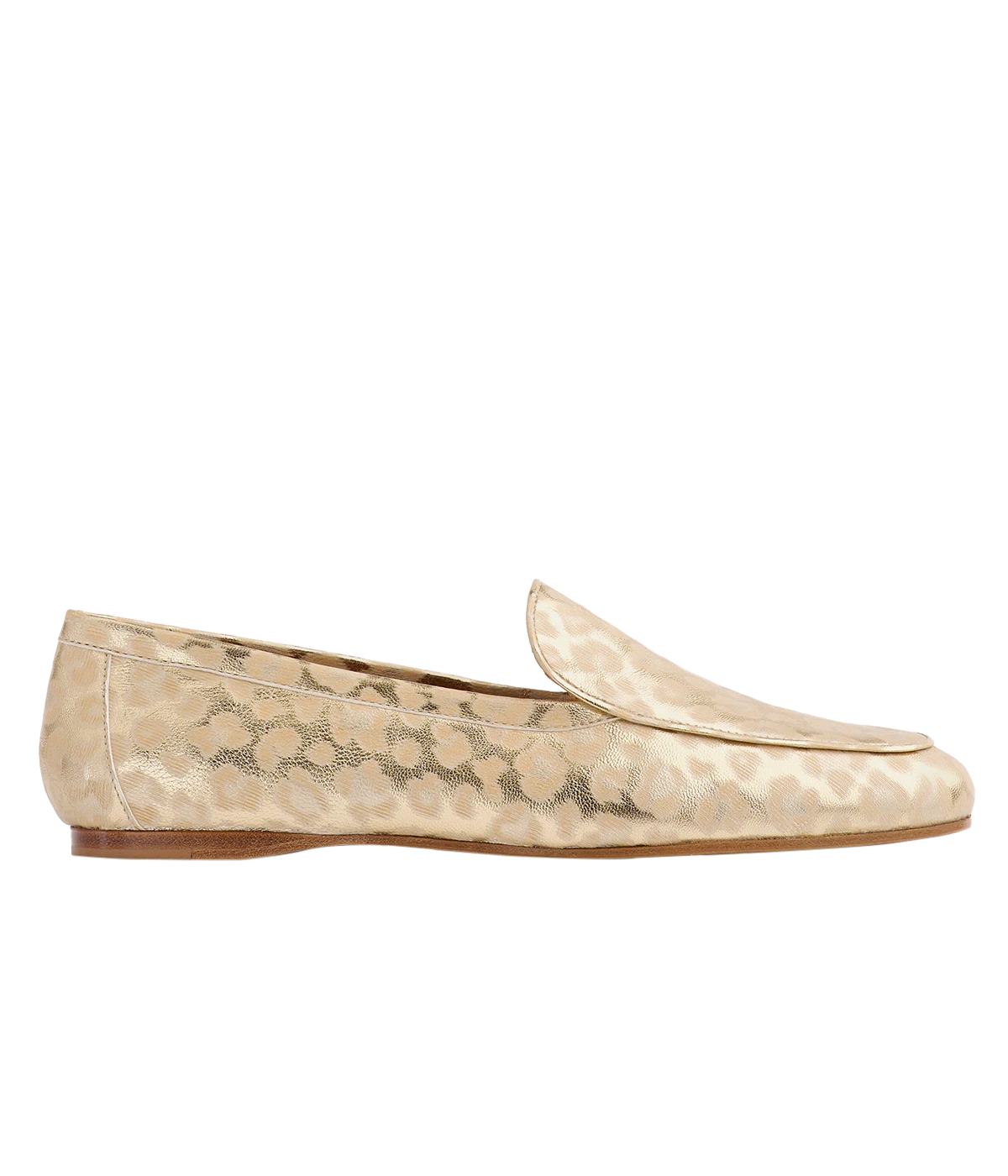 Laminated Leopard Print Loafer in Platino
