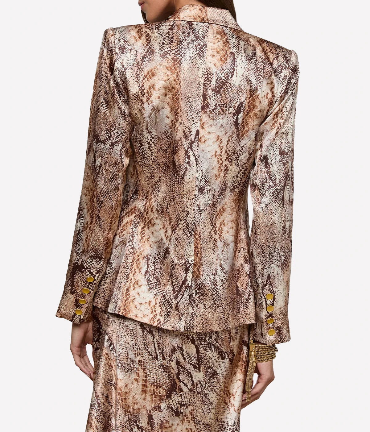 Colin Double Breast Blazer in Tan Multi Western Snake