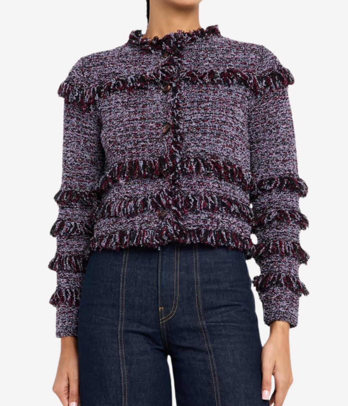 Gita Knit Tweed Jacket in Dewberry