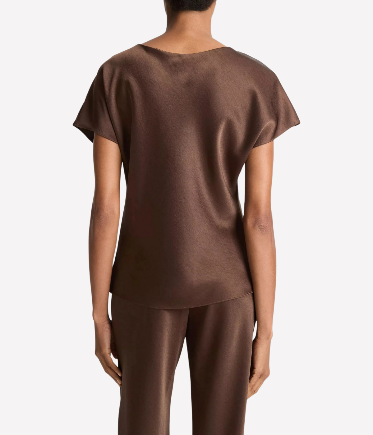 Cap Sleeve V NK Blouse in Espresso