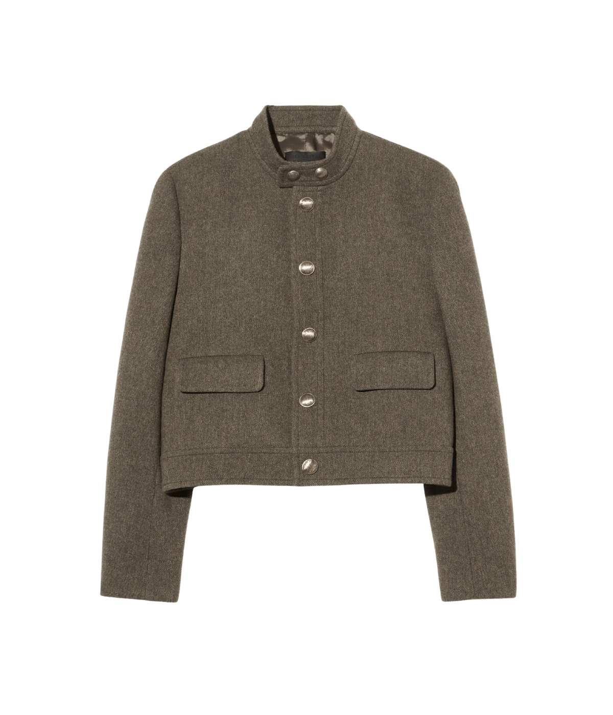 Khaki jacket with button details on a transparent background