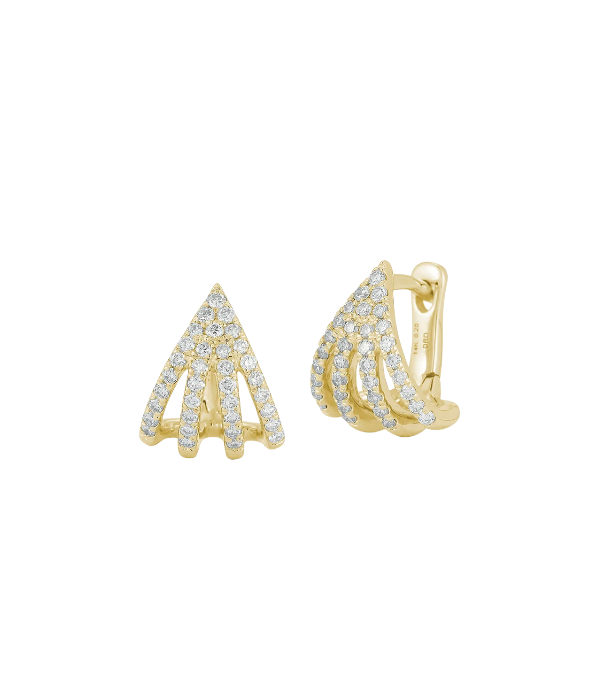 Sarah Leah Four Burst Huggies in 14k Yellow Gold