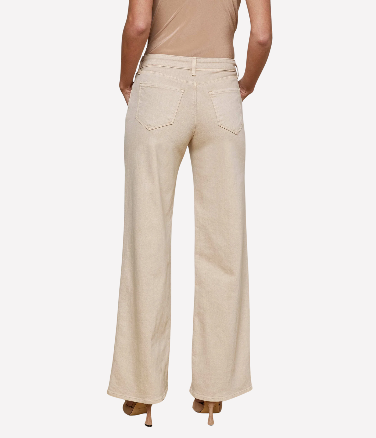 Alicent H/R Wide Leg Jean in Biscuit