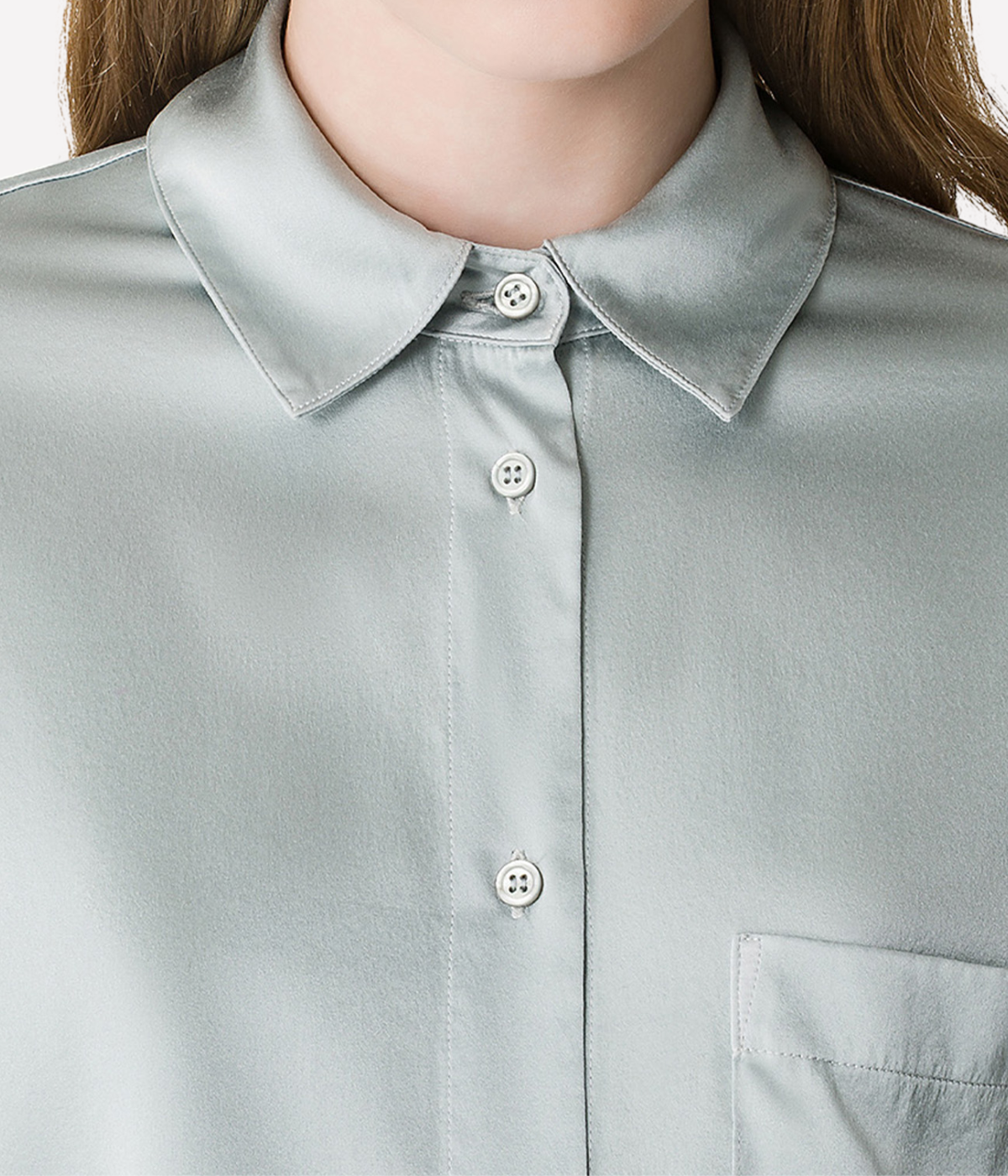 Stretch Silk Satin Shirt in PEARL