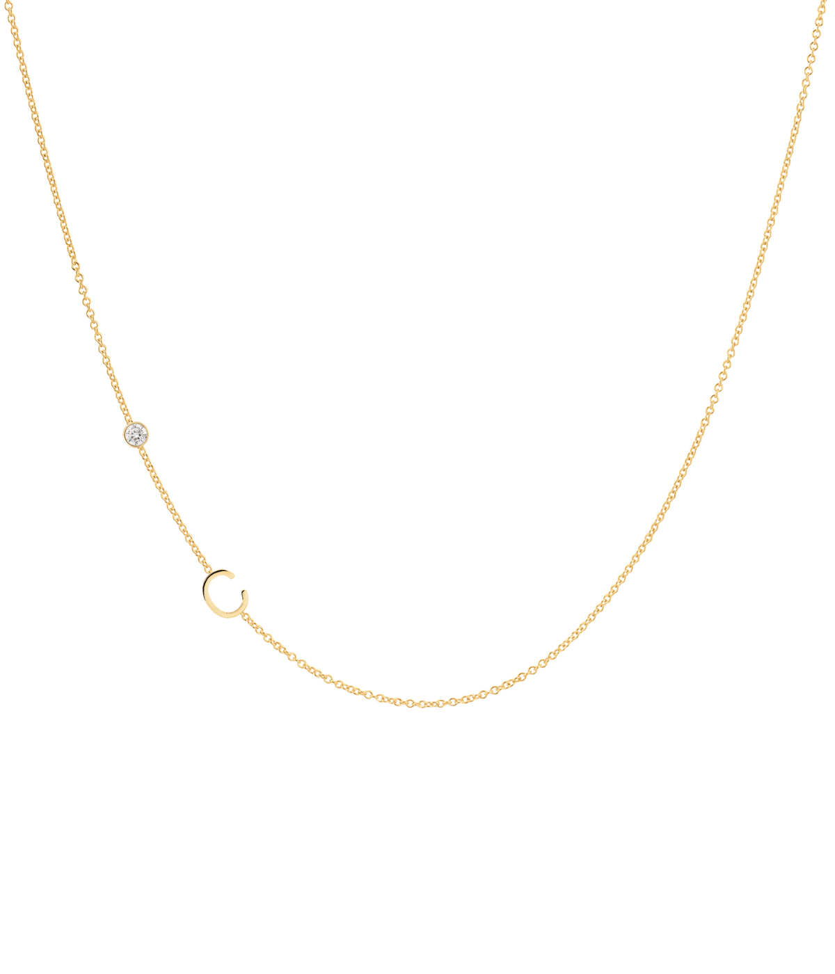 Custom 1 Initial & Birthstone Necklace in Gold