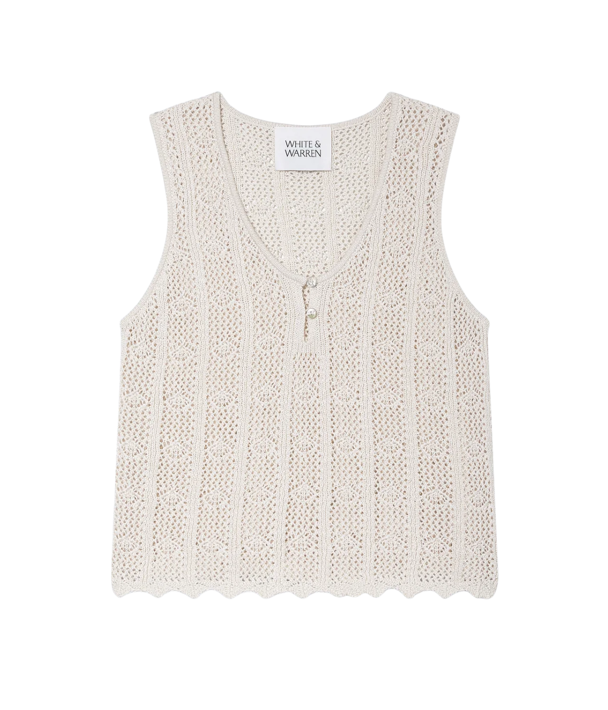 Cotton Crochet Tank Top in Cream