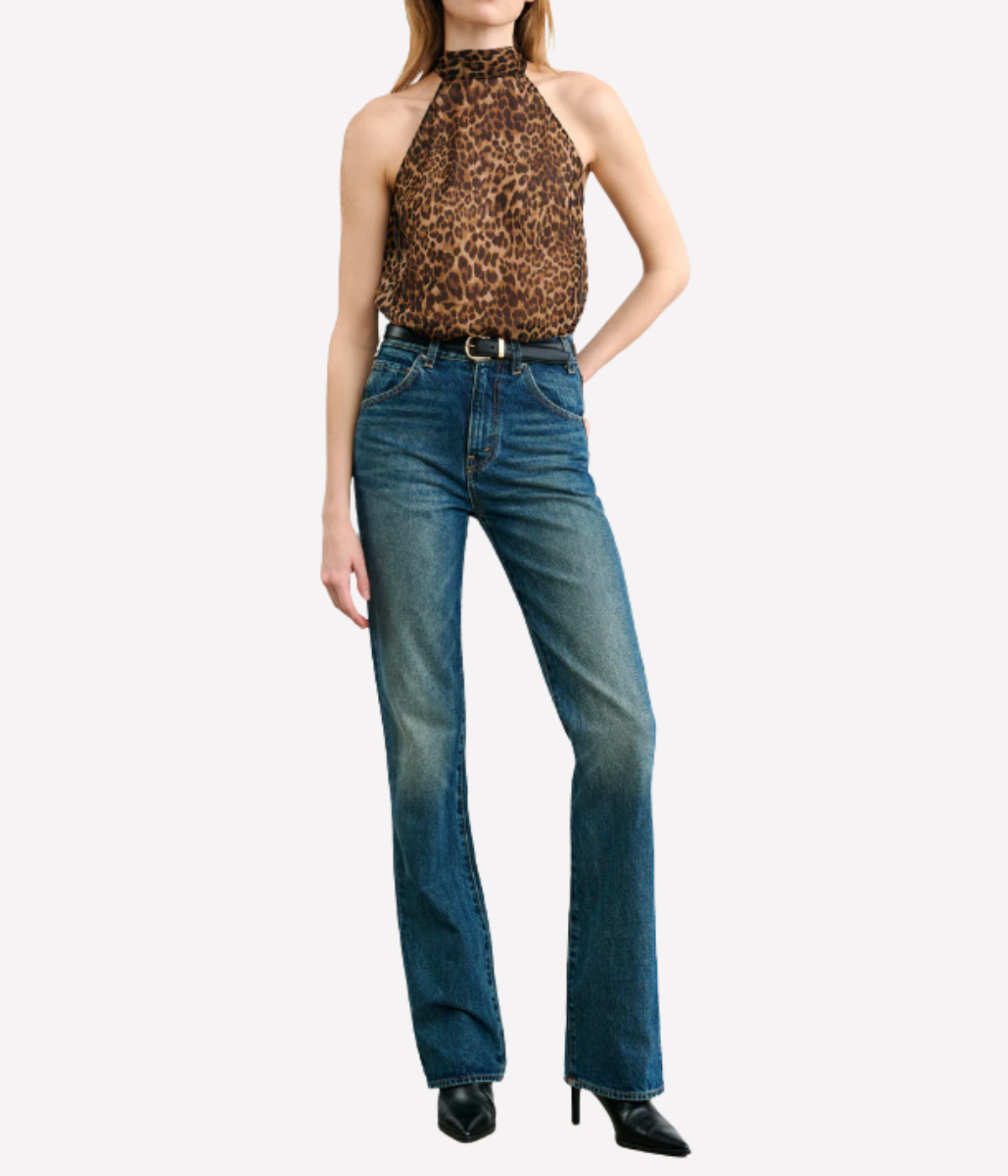 Alla Halterneck Top in Vintage Leopard
