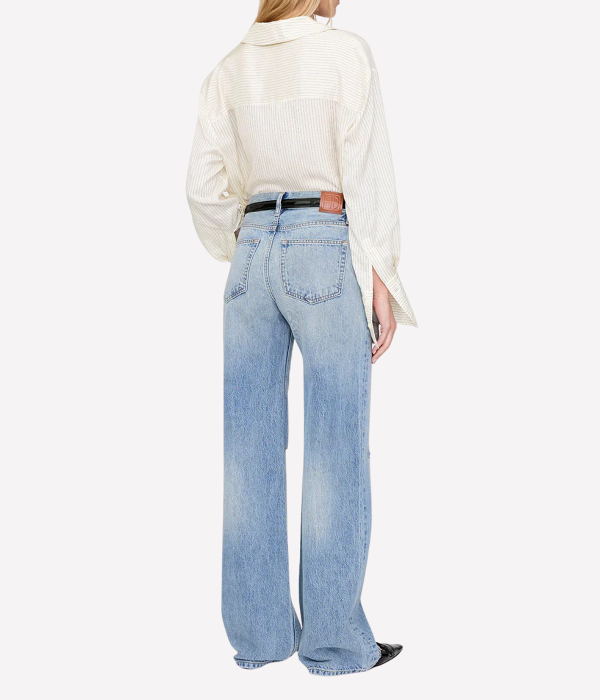 Bridget Shirt in Ivory Black Pinstripe