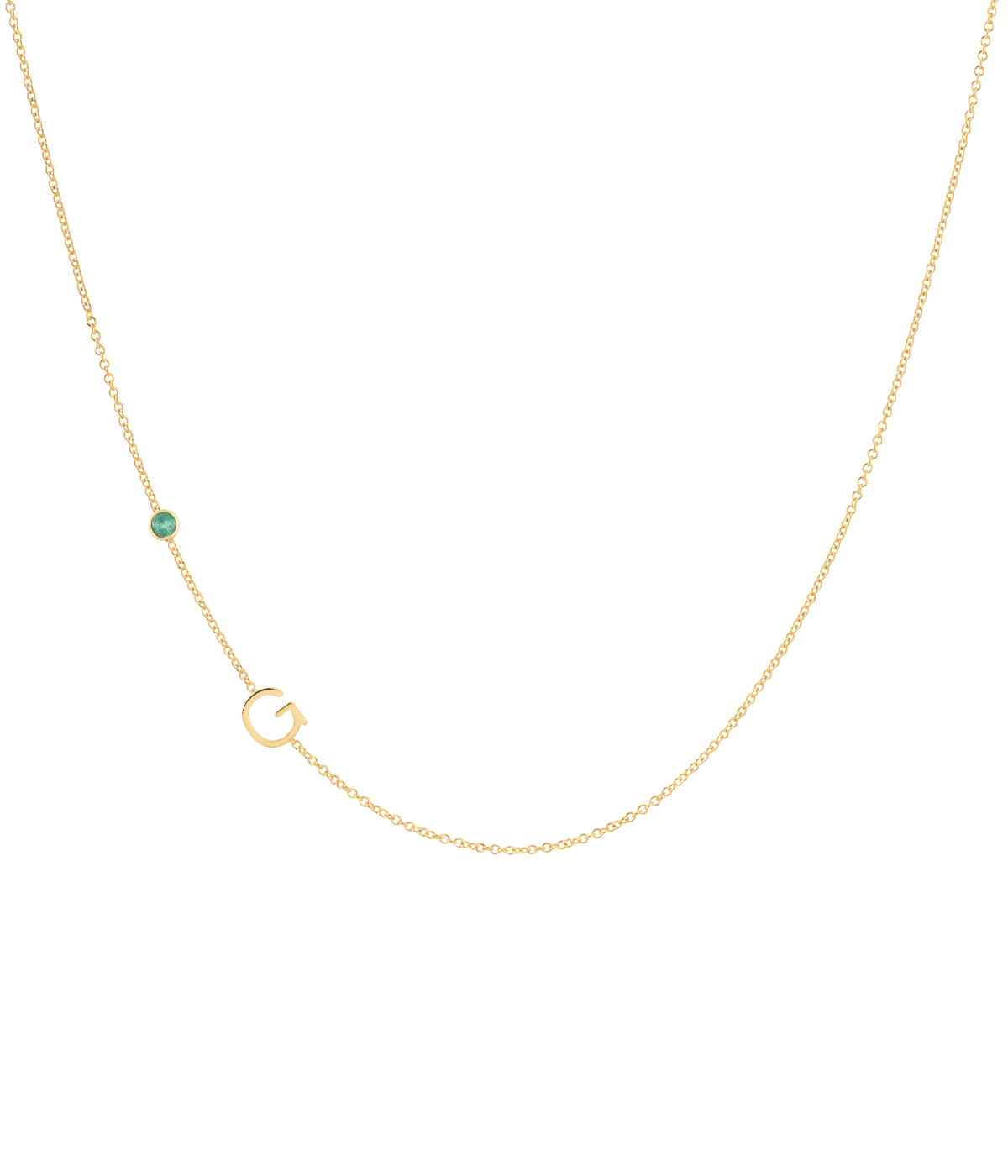 Custom 1 Initial & Birthstone Necklace in Gold