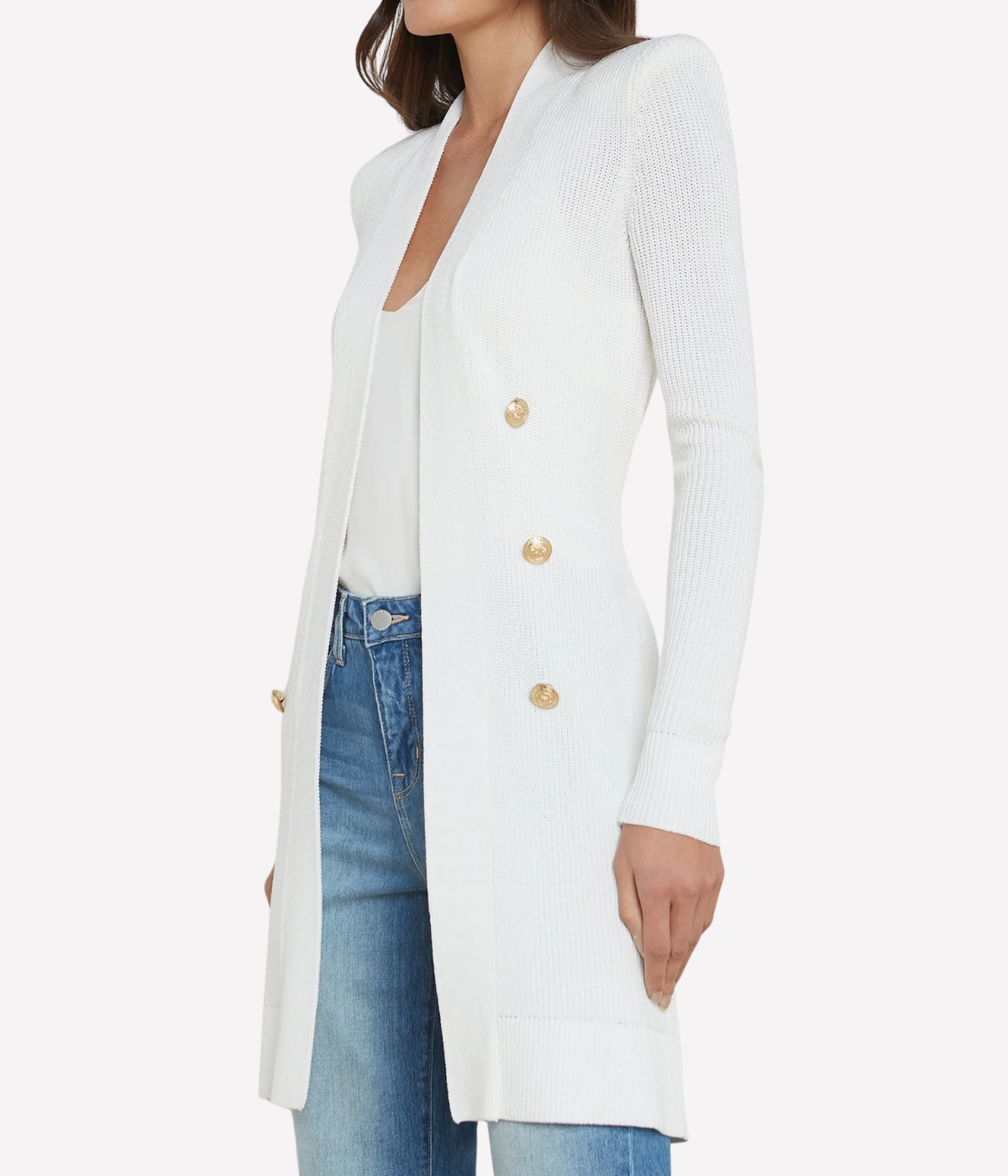 Noe Double Breasted Cardigan in WHITE