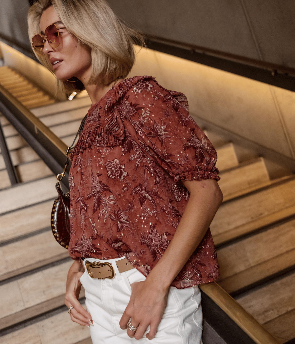 Jodie Puff Sleeve Top in Oleander